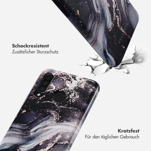 Selencia Vivid Tough Back Cover für das Huawei P30 Lite - Chic Marble Black