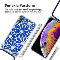 imoshion Design Hülle mit Band Apple iPhone X / Xs - Cobalt Blue Flowers Connect