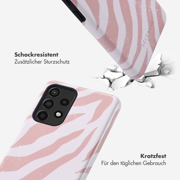 Selencia Vivid Tough Back Cover für das Samsung Galaxy A52(s) (5G/4G) - Colorful Zebra Old Pink