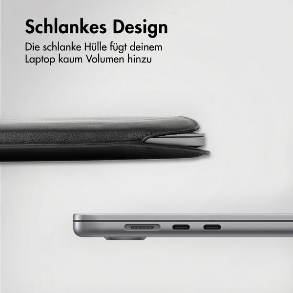 Accezz Leather Laptop Hülle Apple MacBook 14 Zoll - Laptop Sleeve - Schwarz
