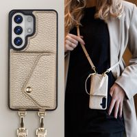 Selencia Sera HandyHülle mit Kordel und Umschlag-Kartenhalter Samsung Galaxy S26 Ultra - Champagne