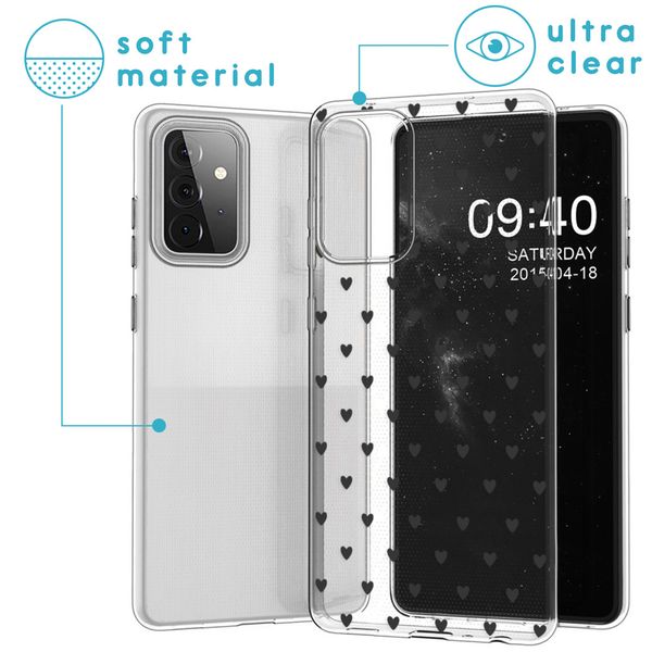 imoshion Design Hülle Samsung Galaxy A72 - Herzen - Schwarz