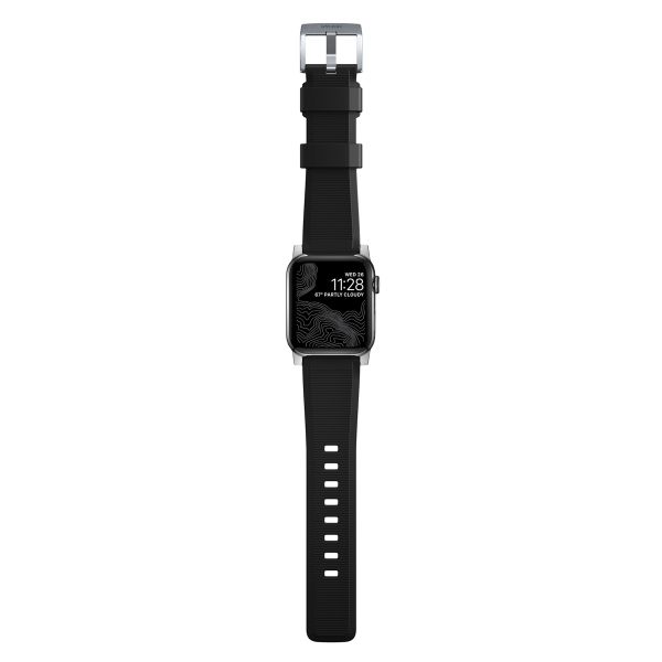 Nomad Robustes Armband FKM für die Apple Watch Series 1 bis 10 / SE / Ultra (2) (44/45/46/49 mm) - Silber/Schwarz