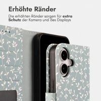 imoshion Design Klapphülle Apple iPhone 16 - Smoke Green Flowers