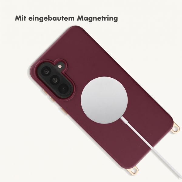 Selencia Rivièra Backcover mit MagSafe mit abnehmbaren Haken Samsung Galaxy A36 / A56 - Bold Burgundy