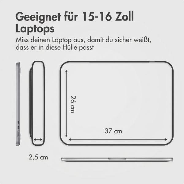 Accezz Leather Laptop Hülle mit Reißverschluss 15-16 Zoll - Laptop Sleeve - Schwarz