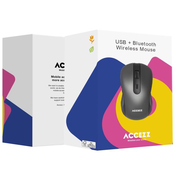 Accezz Kabellose Maus - Bluetooth / USB-A adapter - Grau