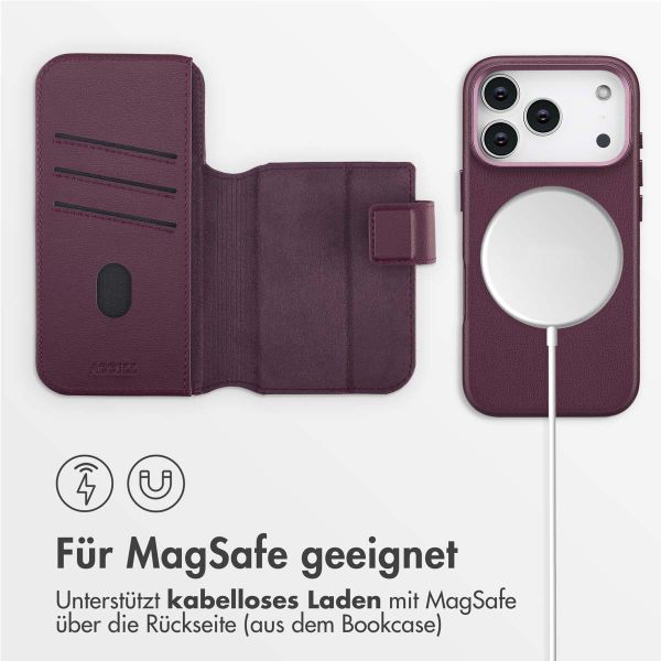 Accezz 2-in-1 Klapphülle aus Leder mit MagSafe Apple iPhone 17 Pro - Heath Purple