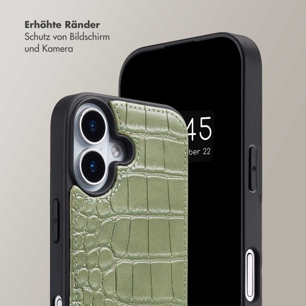 Selencia Nova Croco HandyHülle mit Kordel und Kartenhalter Apple iPhone 17 - Sage Green