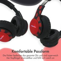 imoshion Kabellose Kinderkopfhörer Dino LED Light - Dezibelbegrenzer - Mit AUX-Kabel - Black / Red