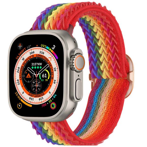 imoshion Elastische Nylonarmband für das Apple Watch Series 1-10 / SE / Ultra (2) - 42/44/45/46/49 mm - Rainbow