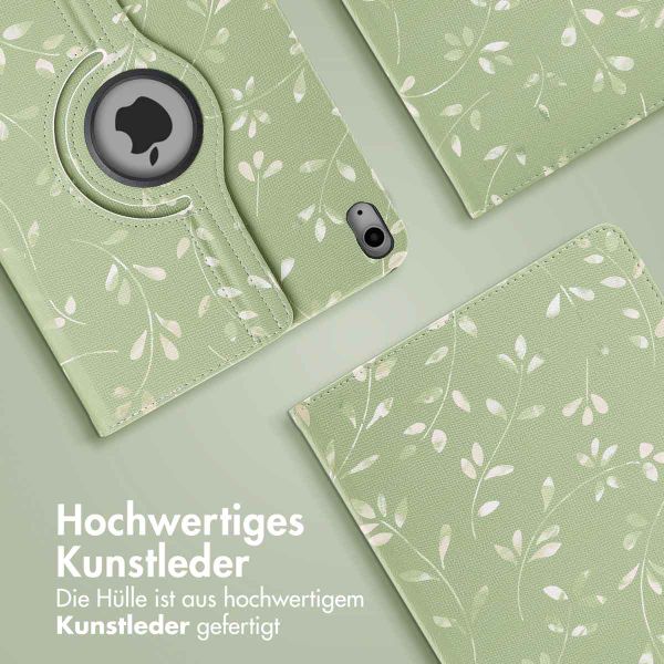 imoshion 360° drehbare Design Klapphülle Apple iPad 11 (2025) 11 Zoll A16 / iPad 10 (2022) 10.9 Zoll - Green Flowers