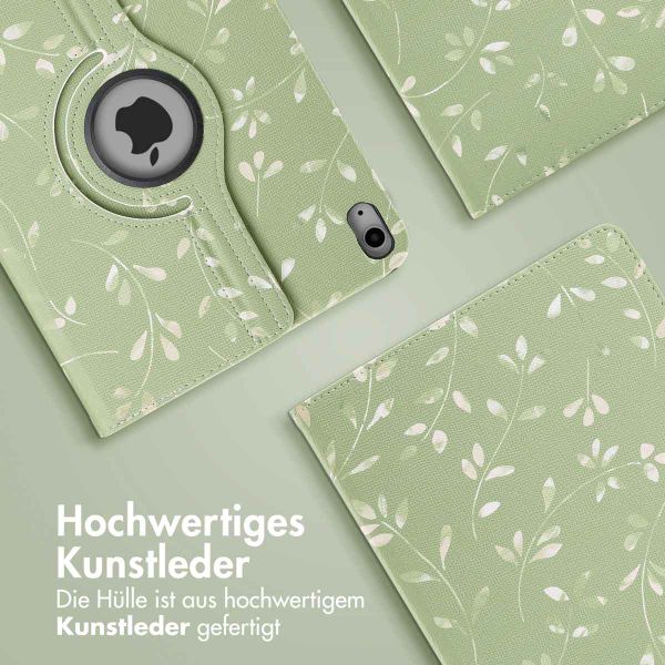 imoshion 360° drehbare Design Klapphülle für das iPad 11 (2025) 11 Zoll / iPad 10 (2022) 10.9 Zoll - Green Flowers