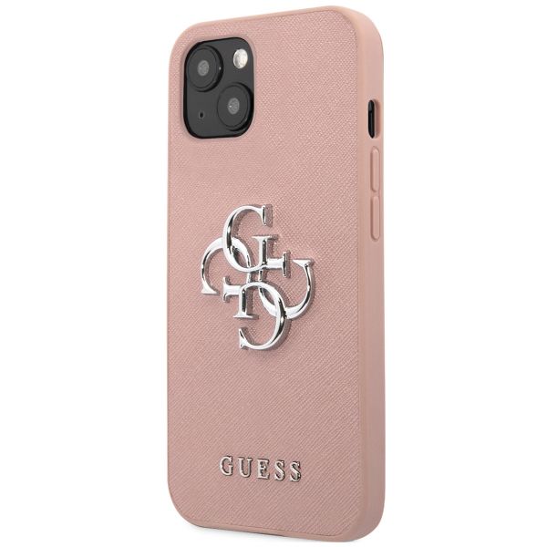 Guess 4G Metal Logo Saffiano Backcover Apple iPhone 13 - Rosa