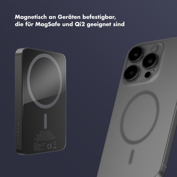 Selencia Vivid Powerbank 5.000 mAh - MagSafe und Qi2 - Schwarz / Chic Marble Black