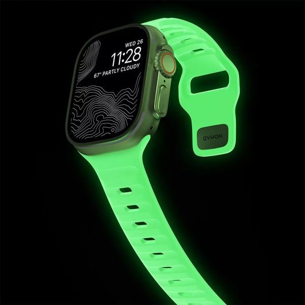 Nomad Sport Armband FKM für das  Apple Watch Series 1 t/m 11 / SE / Ultra (44/45/46/49 mm) - Glow Green