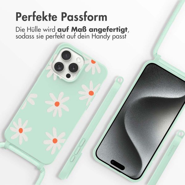 imoshion SilikonHülle design mit Band Apple iPhone 15 Pro - Green Flower Distance
