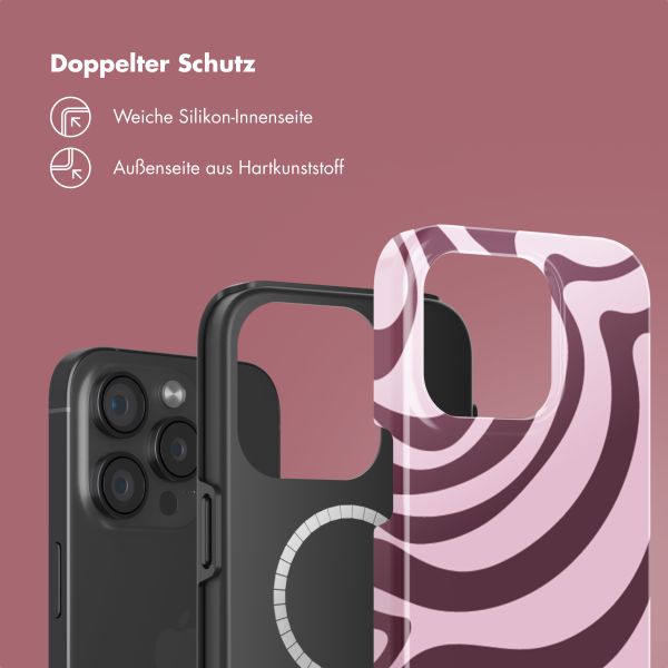 Selencia Vivid Tough Back Cover MagSafe für das iPhone 15 Pro - Wavy Swirl Pink Plum