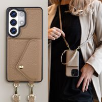Selencia Sera HandyHülle mit Kordel und Umschlag-Kartenhalter Samsung Galaxy S26 Ultra - Taupe