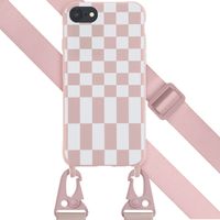 Selencia Silikonhülle design mit abnehmbarem Band für das iPhone SE (2022 / 2020) / 8 / 7 - Irregular Check Sand Pink