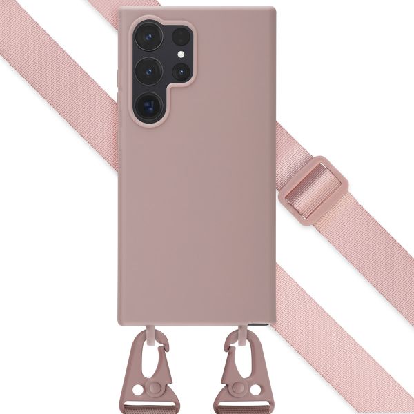 Selencia Silikonhülle mit abnehmbarem Band für das Samsung Galaxy S24 Ultra - Sand Pink