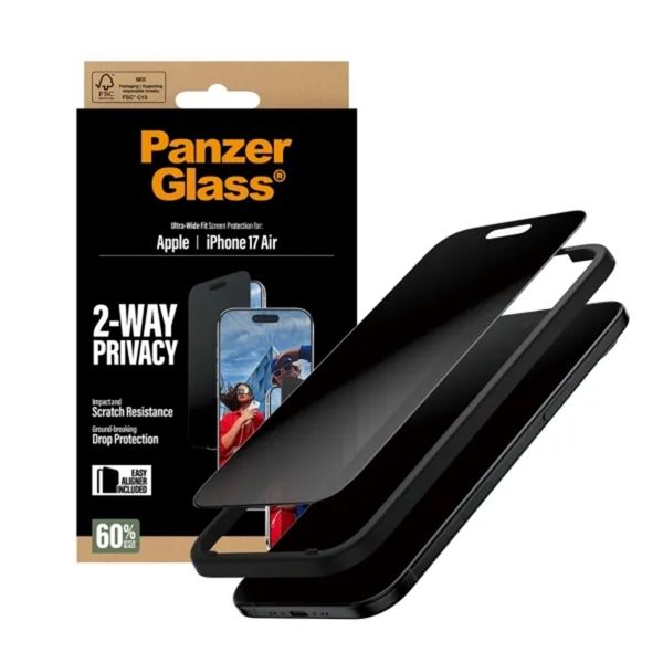 PanzerGlass Ultra Wide Fit Antibakterieller Screen Protector mit Sichtschutz inkl. Applikator Apple iPhone Air
