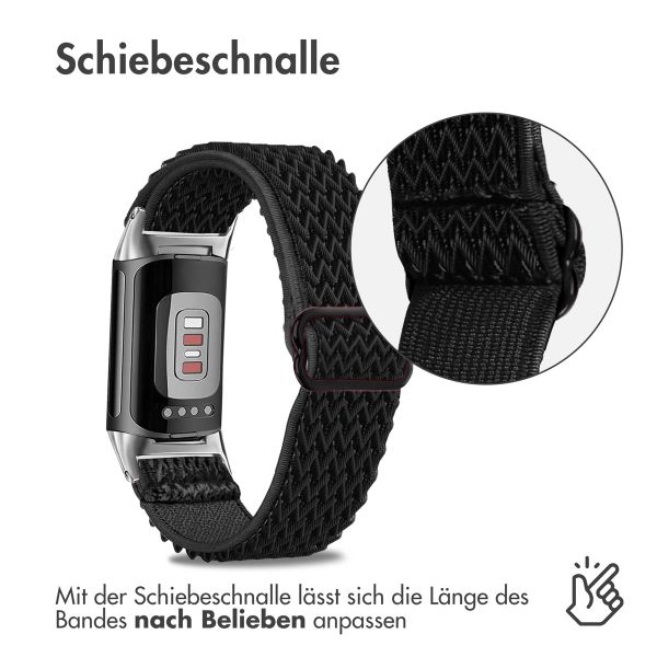 imoshion Elastische Nylonarmband für das Fitbit Charge 5 / Charge 6 - Schwarz