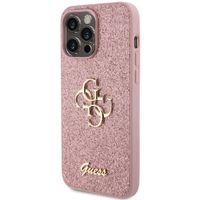 Guess 4G Metal Logo Back Cover mit Glitter Apple iPhone 15 Pro Max - Rosa