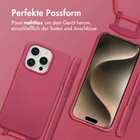 imoshion Color Backcover mit abnehmbarem Handykette und MagSafe Apple iPhone 15 Pro - Raspberry