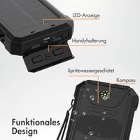imoshion Solar Powerbank mit Solarpanel – Schnellaufladung und Stromversorgung – 20.000 mAh – Schwarz