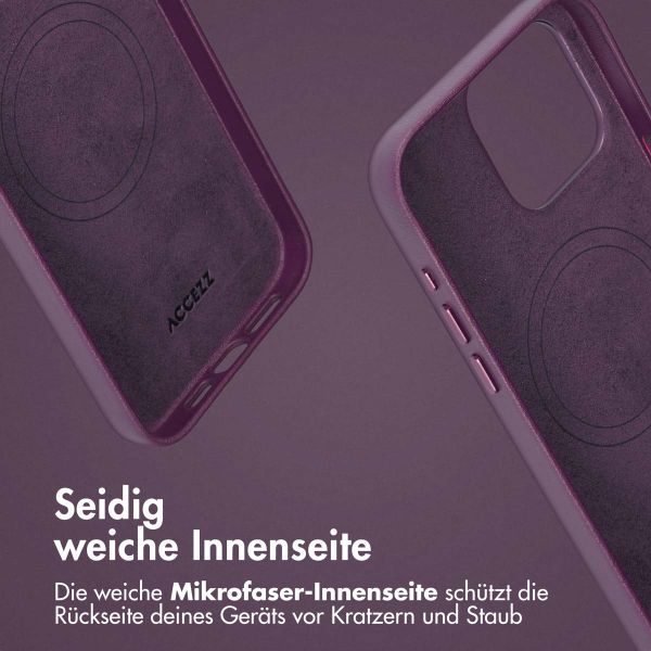 Accezz 2-in-1 Klapphülle aus Leder mit MagSafe für das Apple iPhone 15 Pro Max - Heath Purple