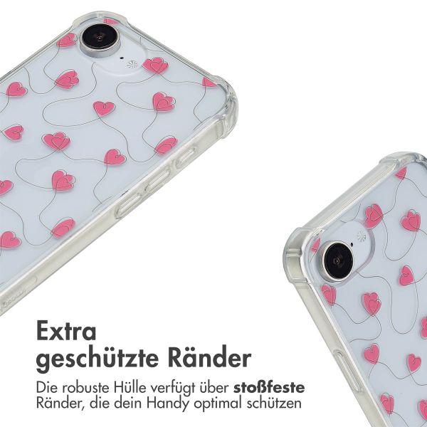 imoshion Design Hülle mit Band Apple iPhone 16e - Dusty Rose Connected Hearts