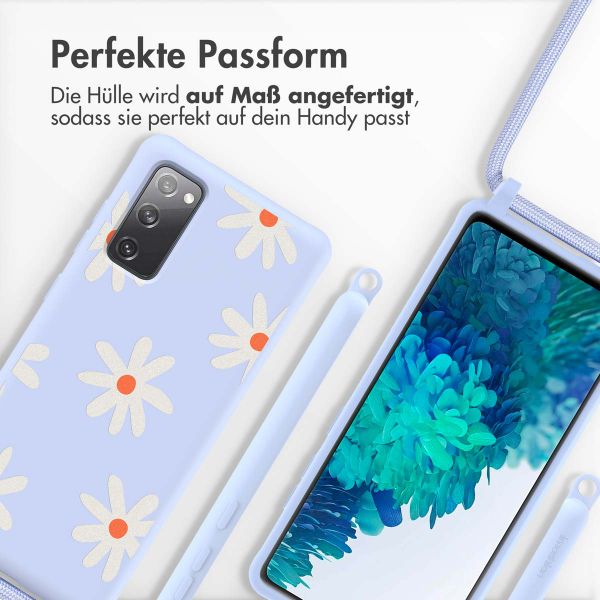 imoshion Silikonhülle design mit Band für das Samsung Galaxy S20 FE - Lila Flower Distance