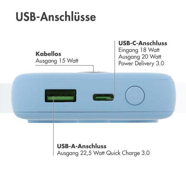imoshion MagSafe Powerbank 10.000 mAh - Kabellose Powerbank - Himmelblau