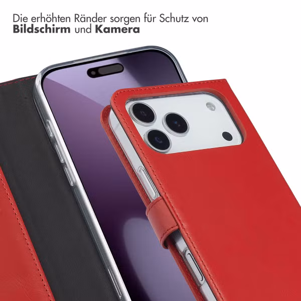 Selencia Echtleder Klapphülle Apple iPhone 17 Pro Max - Rot