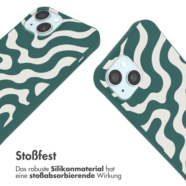 imoshion SilikonHülle design mit Band Apple iPhone 15 - Petrol Green Groovy