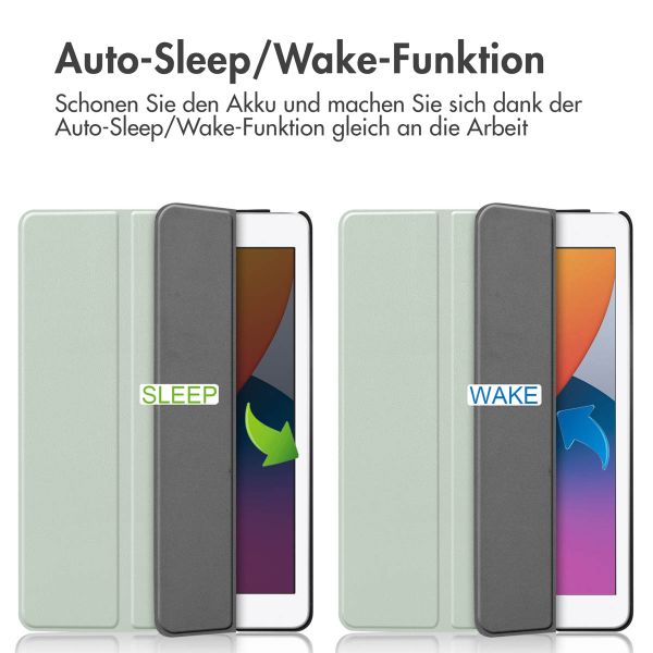 imoshion Trifold Klapphülle Apple iPad 9 (2021) 10.2 Zoll / iPad 8 (2020) 10.2 Zoll / iPad 7 (2019) 10.2 Zoll - Hellgrün
