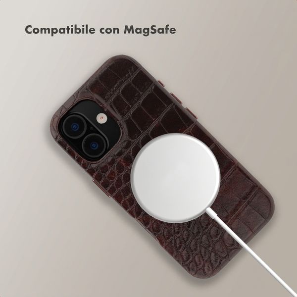 Selencia Croco Backcover mit MagSafe Apple iPhone 16 - Choco Brown