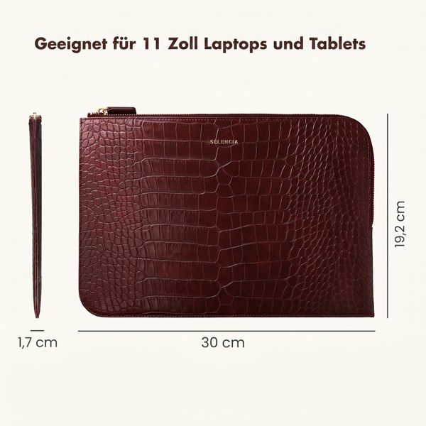Selencia Croco Laptop Hülle 11 Zoll - Tablet / Laptop Sleeve - Burgundy