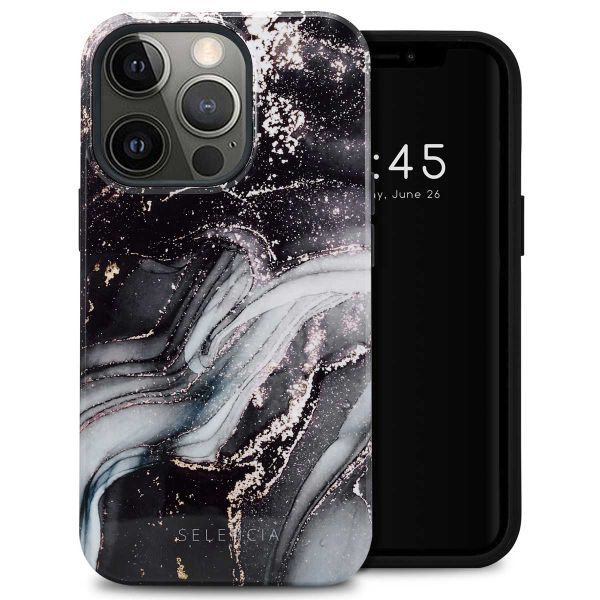 Selencia Vivid Tough Back Cover für das iPhone 13 Pro - Chic Marble Black