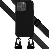 Selencia Silikonhülle mit abnehmbarem Band für das Apple iPhone 14 Pro - Schwarz