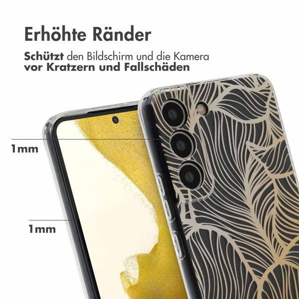 imoshion Design Hülle Samsung Galaxy S22 - Golden Leaves Transparent