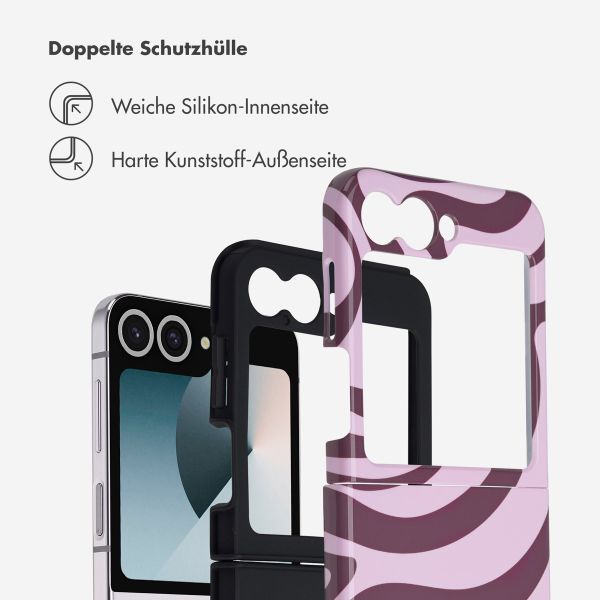 Selencia Vivid Back Cover Samsung Galaxy Z Flip 6 / Flip 7 FE - Wavy Swirl Pink Plum