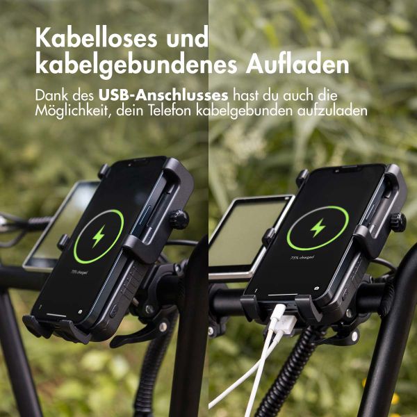 imoshion Fahrrad-Telefonhalter mit Powerbank - Telefonhalter Fahrrad - Kabellose Powerbank - 5.000 mAh - Schwarz