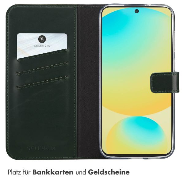 Selencia Echtleder Klapphülle Samsung Galaxy S25 FE - Grün