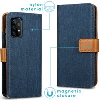 imoshion Luxuriöse Canvas-Klapphülle Samsung Galaxy A52(s) (5G/4G)-Dunkelblau