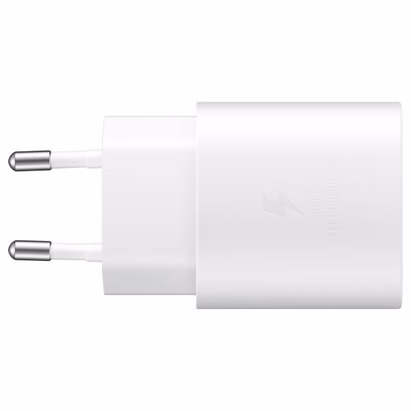 Samsung Original USB-C auf USB-C Kabel - 1,8 Meter - 25 Watt + Original Fast Charging Adapter USB-C Ladegerät - 25 Watt - Weiß