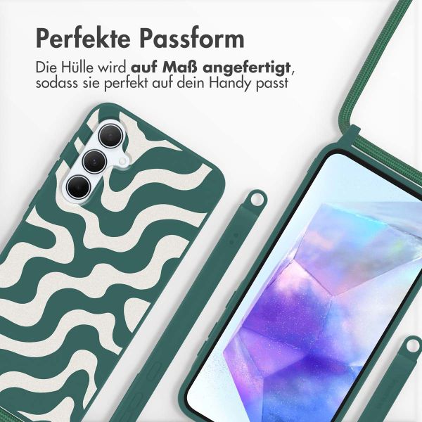imoshion SilikonHülle design mit Band Samsung Galaxy A55 - Petrol Green Groovy