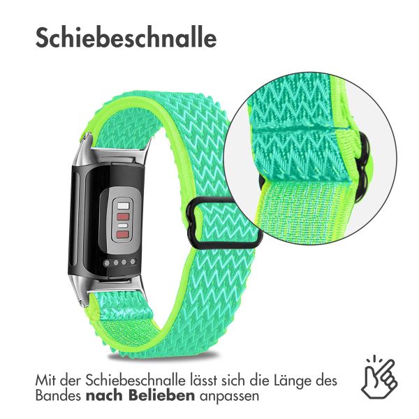 imoshion Elastische Nylonarmband für das Fitbit Charge 5 / Charge 6 - Grün / Gelb