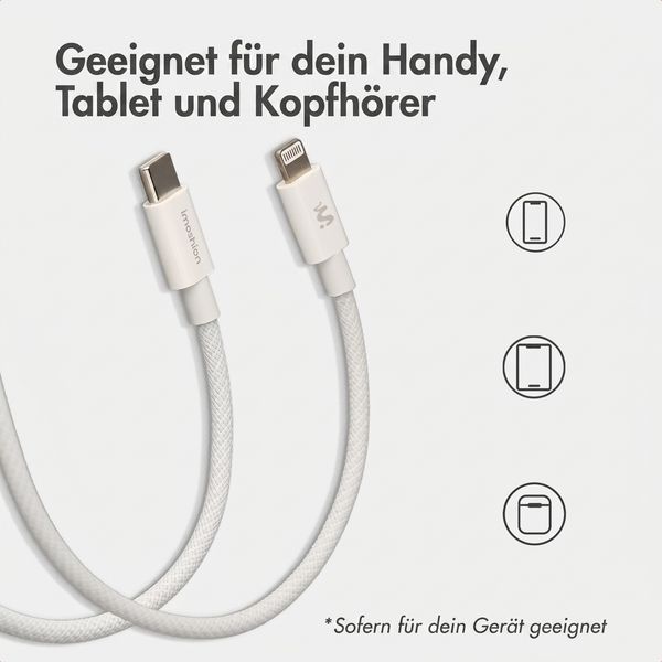 imoshion Braided USB-C-zu-Lightning-Kabel 30 W - 1 Meter - Weiß
